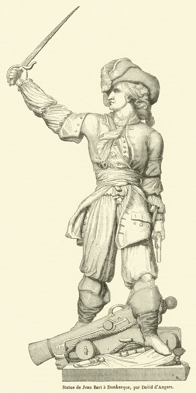 Staty av Jean Bart i Dunkerque (gravyr) av French School