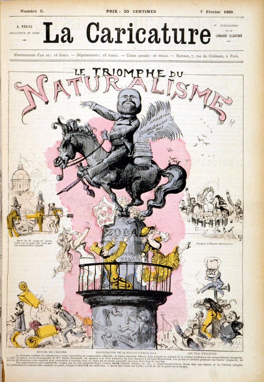 Staty av Emile Zola, "" Naturalismens triumf""" - i "" Karikatyren"" av 1880-02-07. av French School