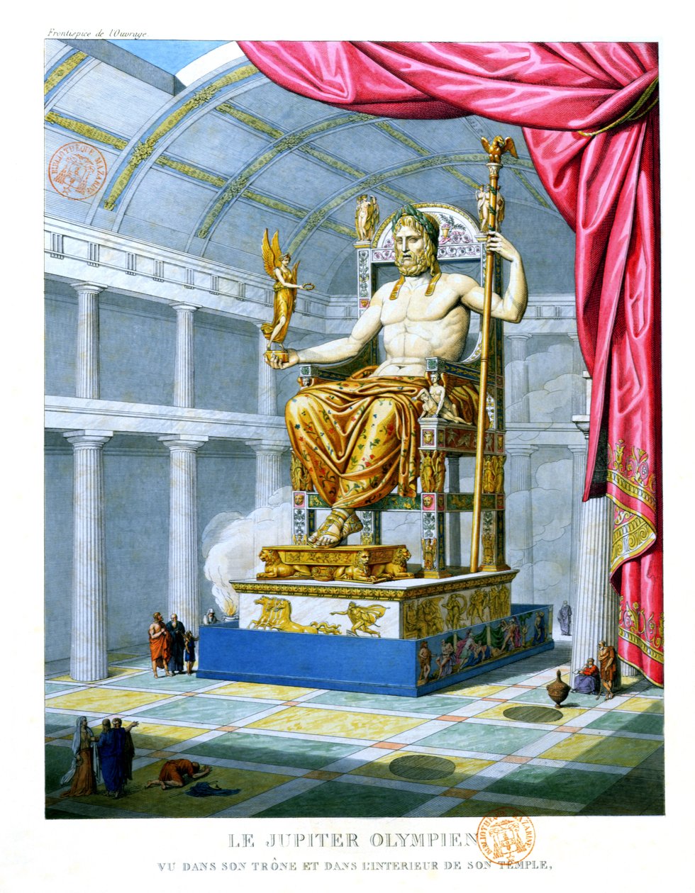 Staty av Olympian Zeus på sin tron i sitt tempel på Olympen, 1814 av French School