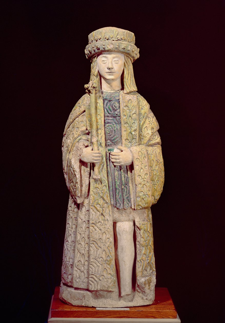 Staty av St. Louis (1214-70), sent 1400-tal eller början av 1500-talet (glaserad terrakotta) av French School