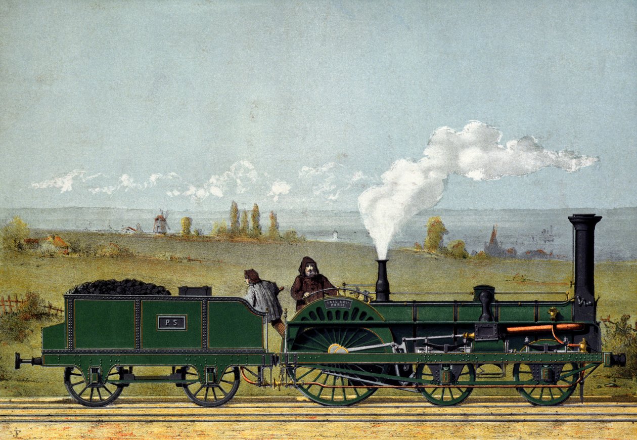 Ångmaskin på Strasbourgs järnväg, 1852 av French School