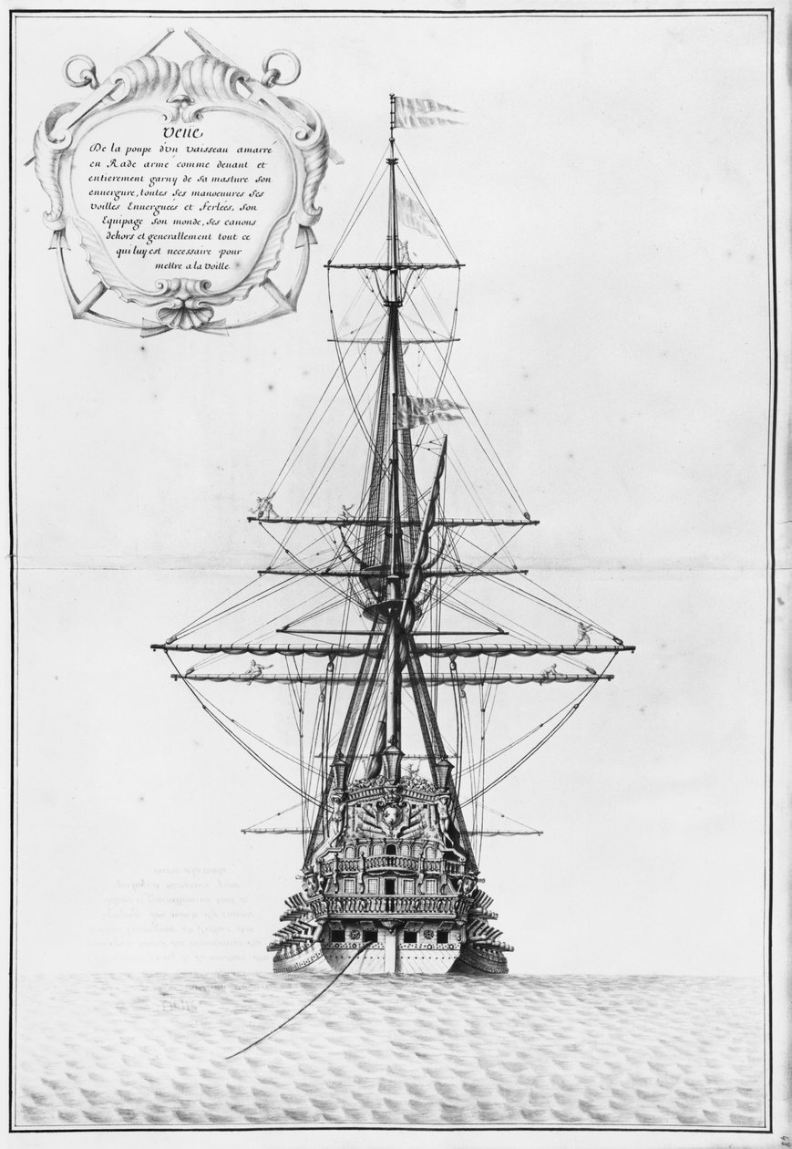 Aktern på ett förtöjt fartyg, illustration från Atlas de Colbert, skylt 48 av French School