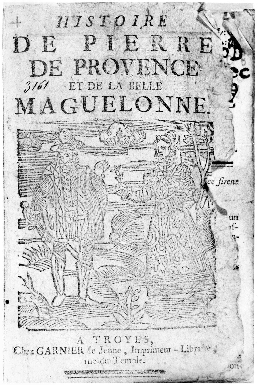 Berättelsen om Pierre de Provence och Belle Maguelonne, Bibliotheque Bleue, Troyes, 1738 av French School