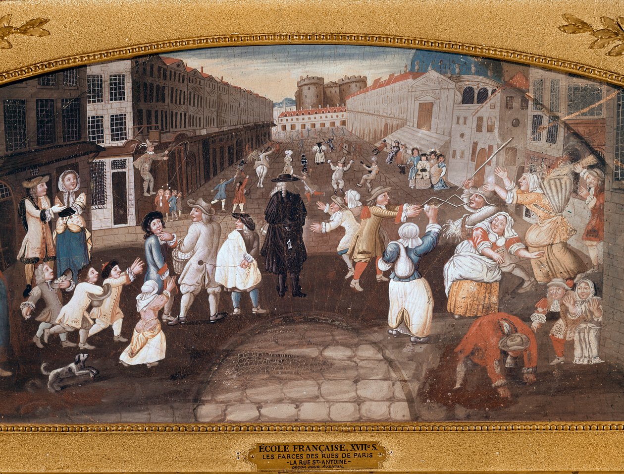 Gatuunderhållare i Rue St Antoine, Paris (målning av French School