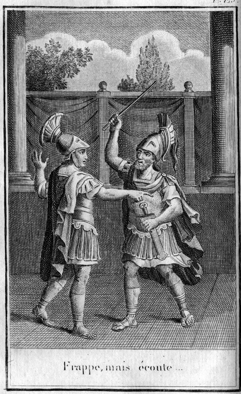 Slå, men lyssna, svar från Alcibiades (450-404 f.Kr.), atensk statsman och strateg på hoten från Eurybiades. I "" Forntida historias skönheter eller minnesvärda fakta och talesätt från stora män"" av French School