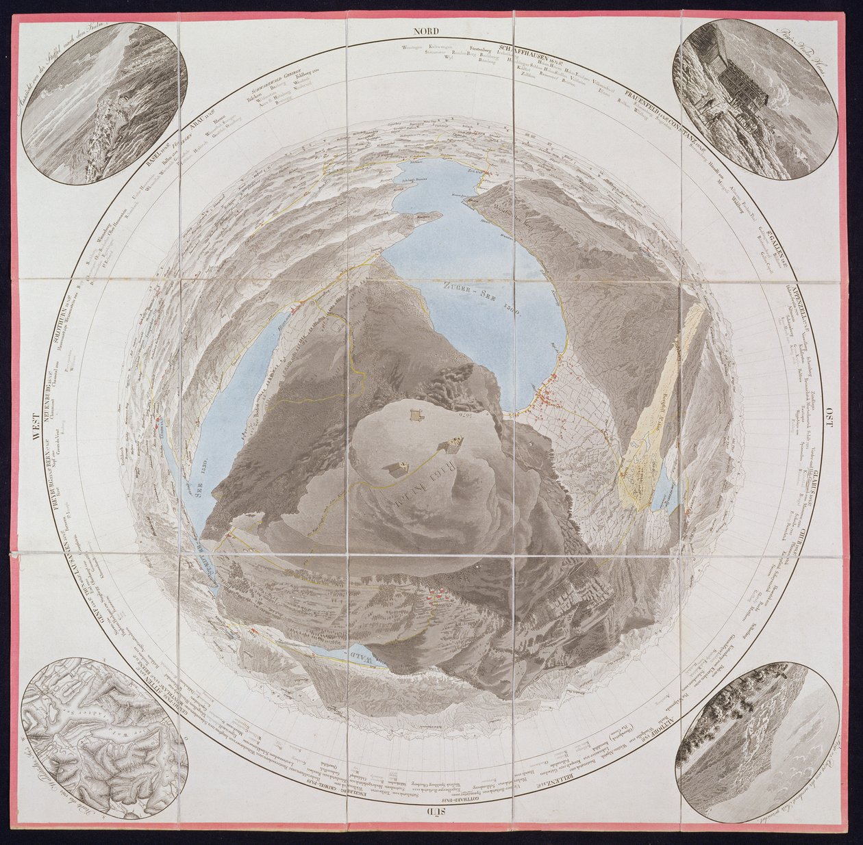 Summit of Kulm, Mont Rigi, från Guide des Voyageurs sur le Mont Rigi, av överste Pfyffer de Wyer, publicerad 1823 (handfärgad gravyr) av French School