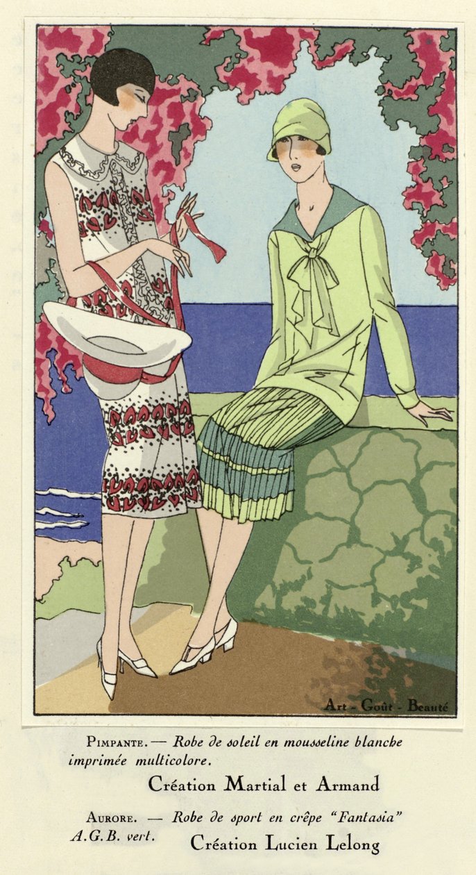Sundress och sportklänning, från Art-Gout-Beaute, pub.1924 (pochoir Print) av French School