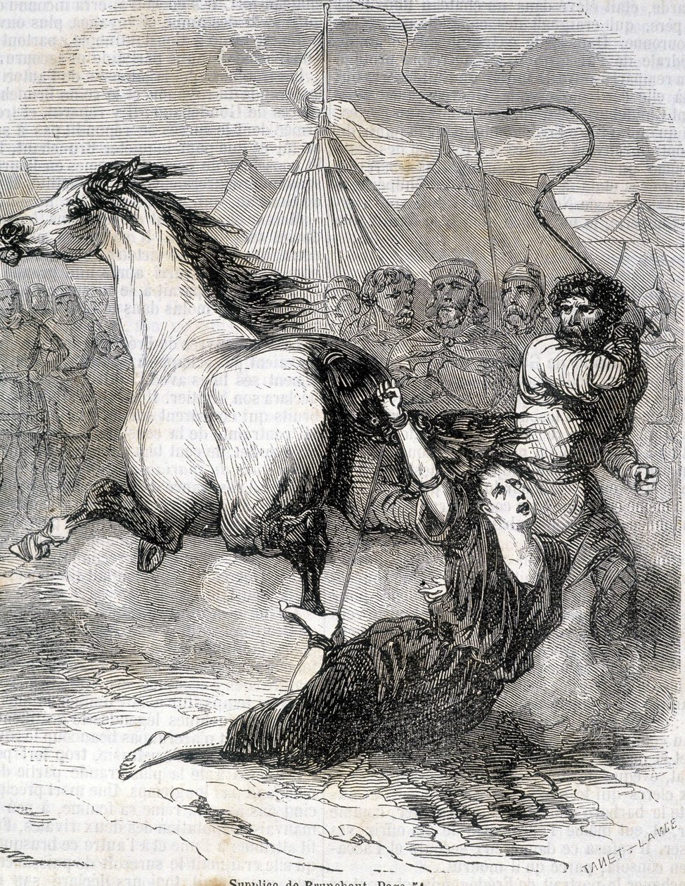 Torment of Brunehaut (eller Brunehilde) (613) - i "Histoire de France" av L.-P. Anquetil av French School