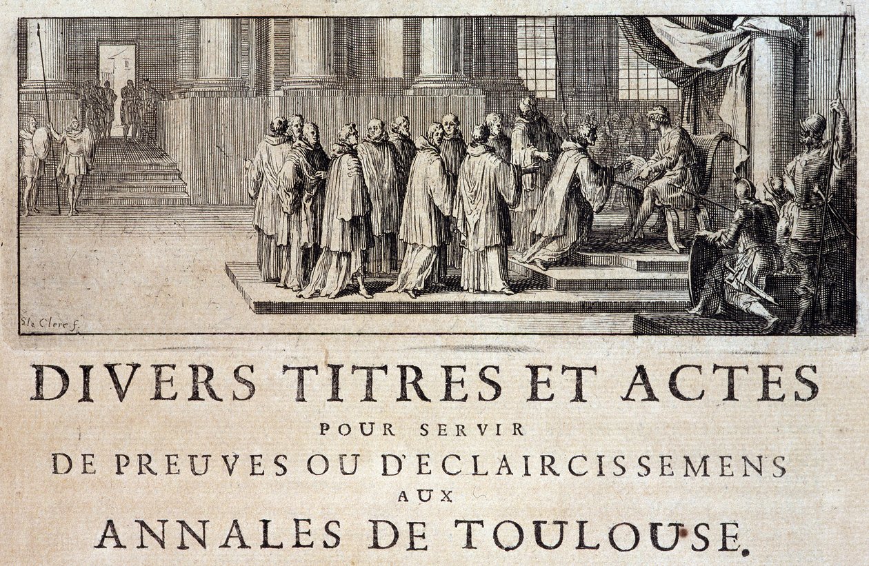 Att ta staden och greven av Toulouse i besittning av kung Filip III:s sändebud 1271 i "Annales de la ville de Toulouse" av Germain de Lafaille, Toulouse av French School