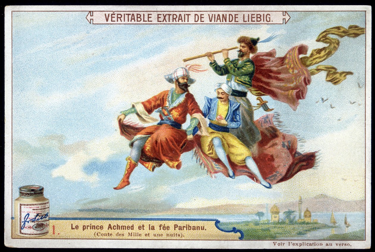 Tale of 1001 Nights (Tales of Thousand One Nights): Prins Achmed och Fairy Paribanu - chromo. av French School