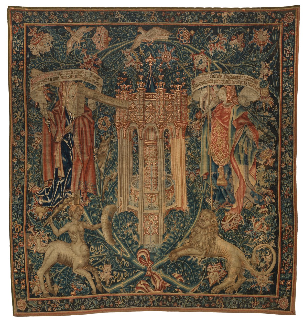 Tapestry, Sibylla Hellespontica och Phrygia (en av en uppsättning av sex sibyllor, bestående av 46.134 till 46.139) kallade 