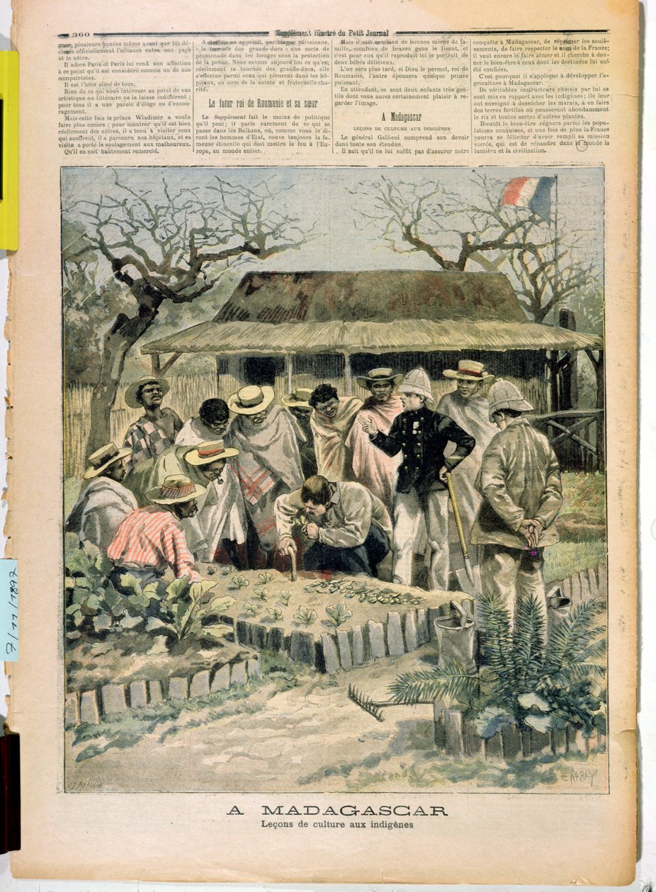 Undervisning av odlingsmetoder till Madagaskars infödda, från Le Petit Journal, 7 november 1896 av French School