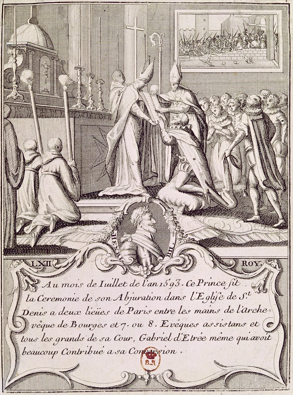 The Abjuration of Henri IV (1553-1610) vid St. Denis, juli 1593 av French School