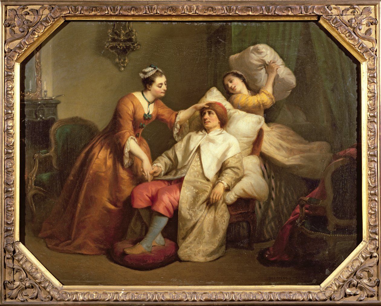 Skådespelaren Bonneval i rollen som Argan i Molières pjäs Le Malade Imaginaire av French School