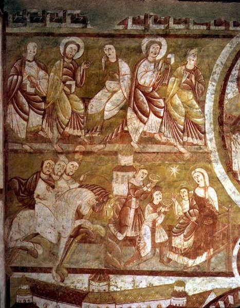 De vise kungarnas tillbedjan (fresco) av French School