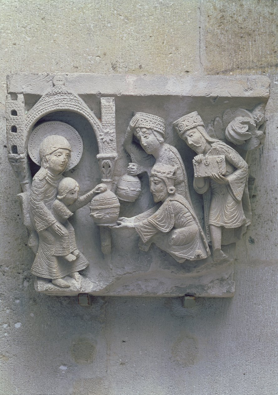 The Adoration of the Magi, ursprunglig huvudstad från katedralens långhus av French School