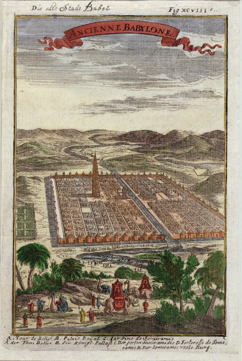 Den antika staden Babel, illustration från Description de l