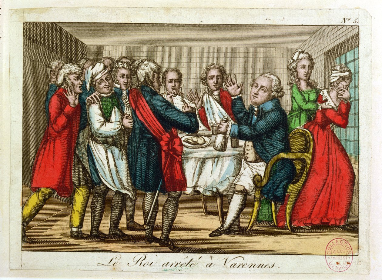 Arresteringen av Ludvig XVI (1754-93) i Varennes, 22 juni 1791 av French School