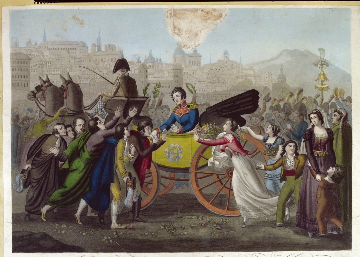 General Juan Facundo Quirogas (1790-1835) ankomst till Madrid den 24 juni 1820 av French School