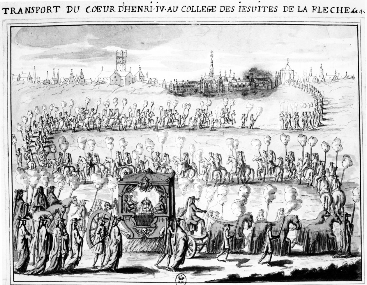 Ankomsten av Henri IV:s hjärta vid College of La Flèche den 4 juni 1610 av French School