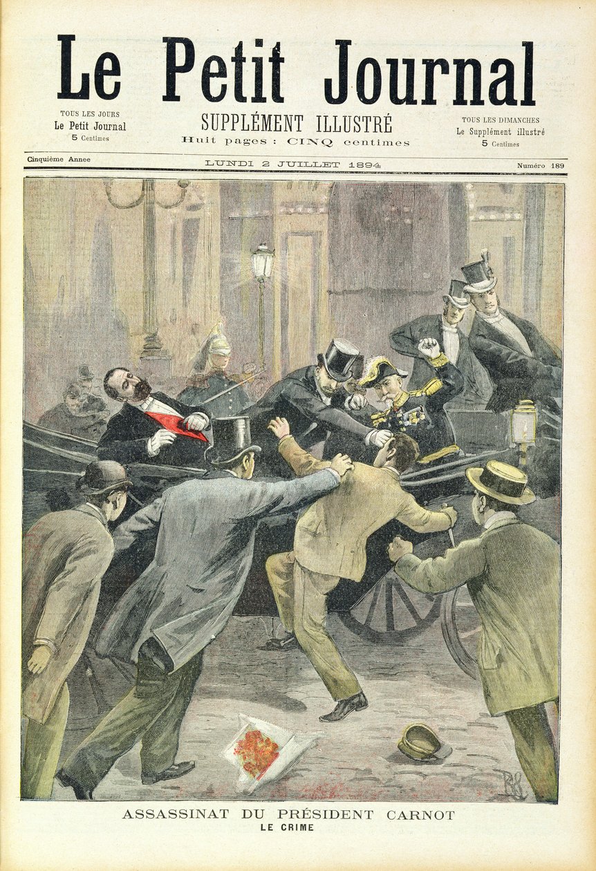 Mordet på president Carnot, från "Le Petit Journal", 2 juli 1894 av French School