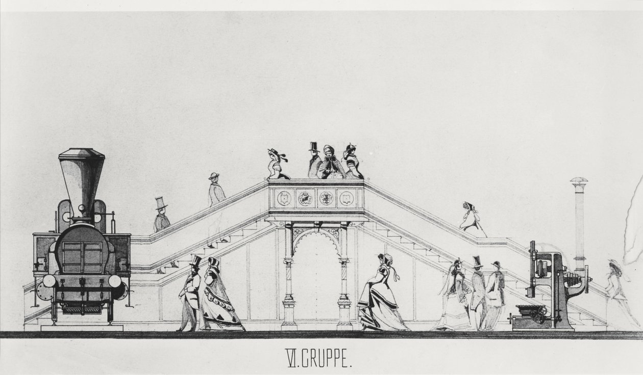 Den österrikiska paviljongen vid Exposition Universelle 1867 (litho) av French School