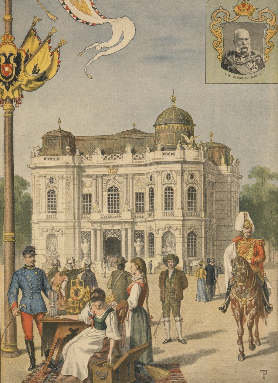 Den österrikiska paviljongen vid världsutställningen 1900, Paris, illustration från Le Petit Journal, 20 maj 1900 av French School