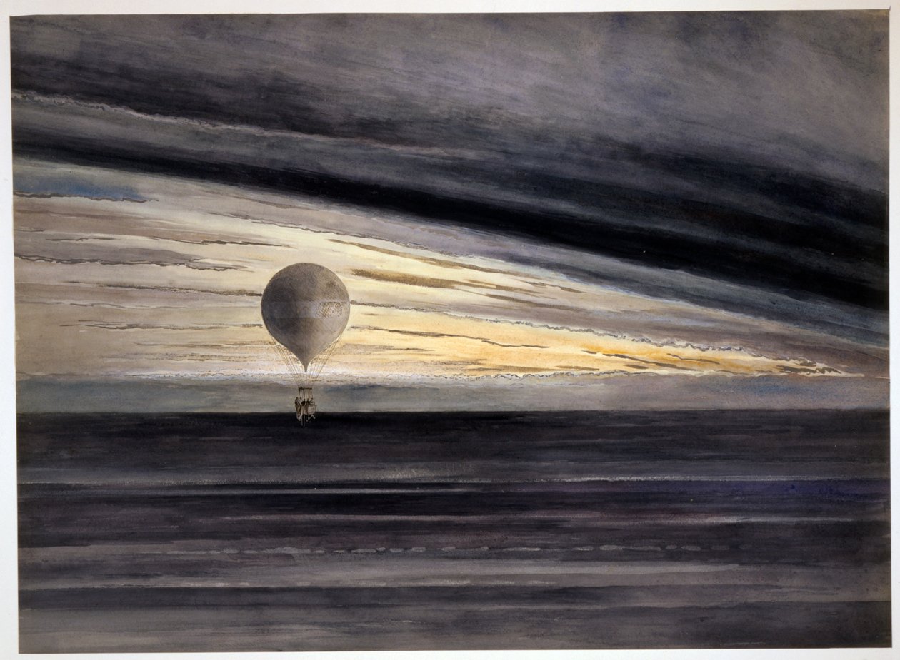 Ballongen, Zénith, under en långdistansflygning från Paris till Bordeaux i mars 1875, pub 1875-1880 av French School