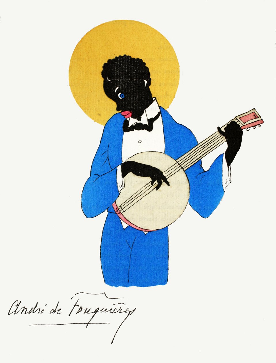 Banjospelaren (pochoirtryck) av French School