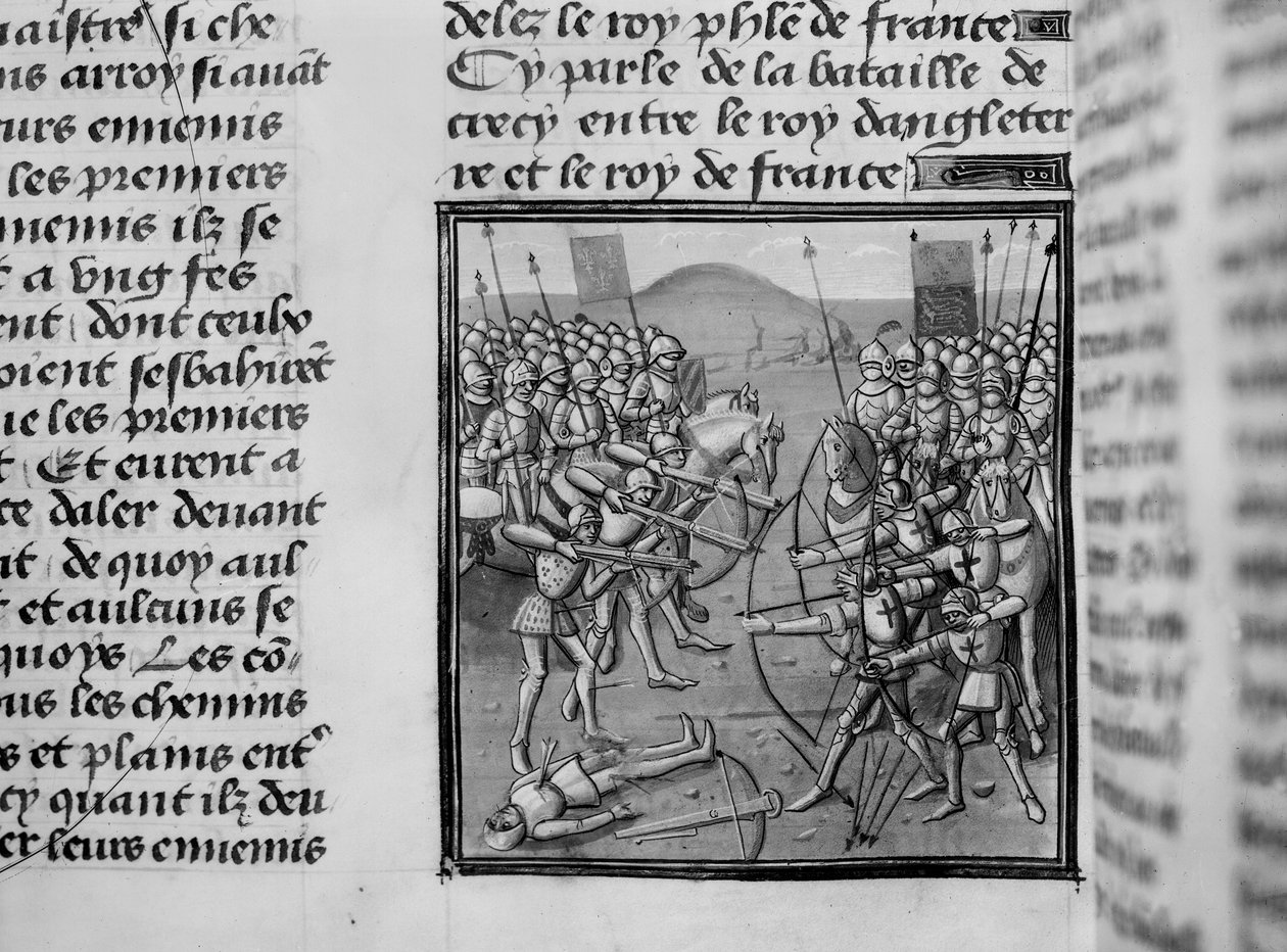 Slaget vid Crecy 1346 från Froissarts Chronicles av French School