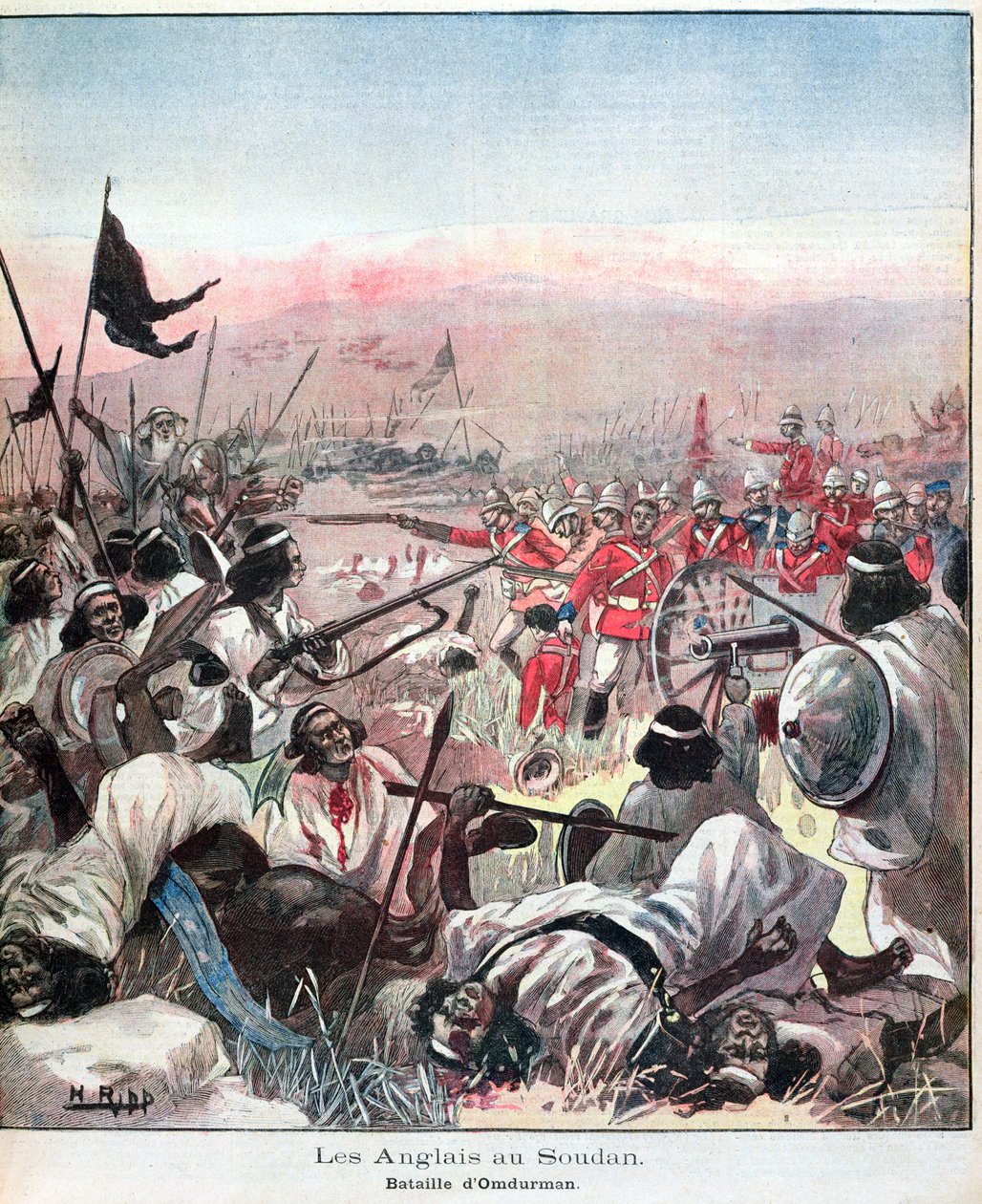 Slaget vid Omdurman, omslag till Lectures Pour Le Dimanche, september 1898 av French School