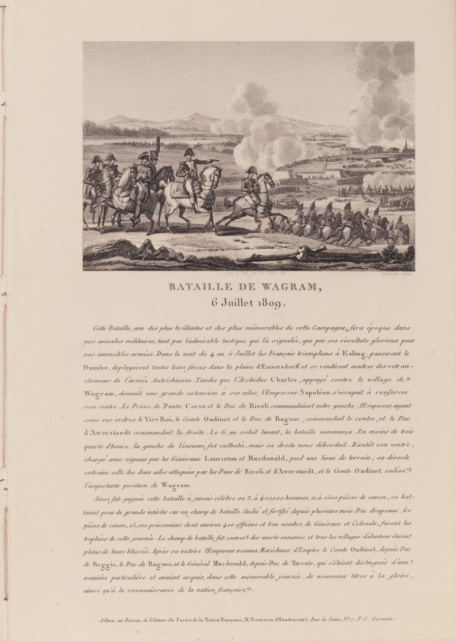 Slaget vid Wagram den 6 juli 1809 (litho) av French School