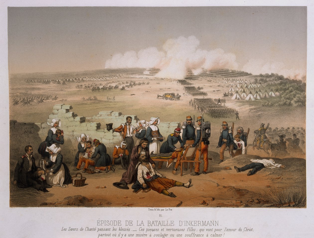 Slaget vid Inkerman den 5 november 1854 från War in the Crimea, publicerad av Lemercier et Cie, Paris, 1856 av French School