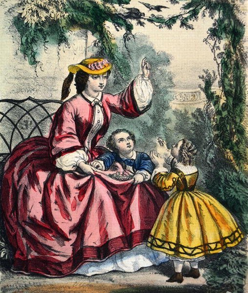 Fågelboet (färg litho) av French School