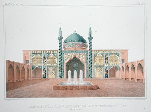 Blå moskén, Jerevan, Armenien (färg litho) av French School
