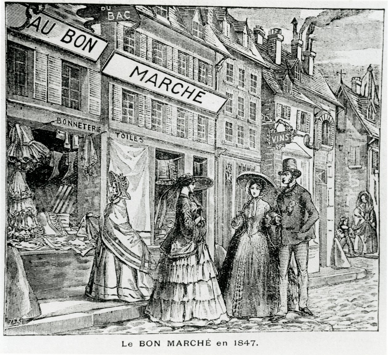 Bon Marché-butiken i rue du Bac, Paris 1847 av French School