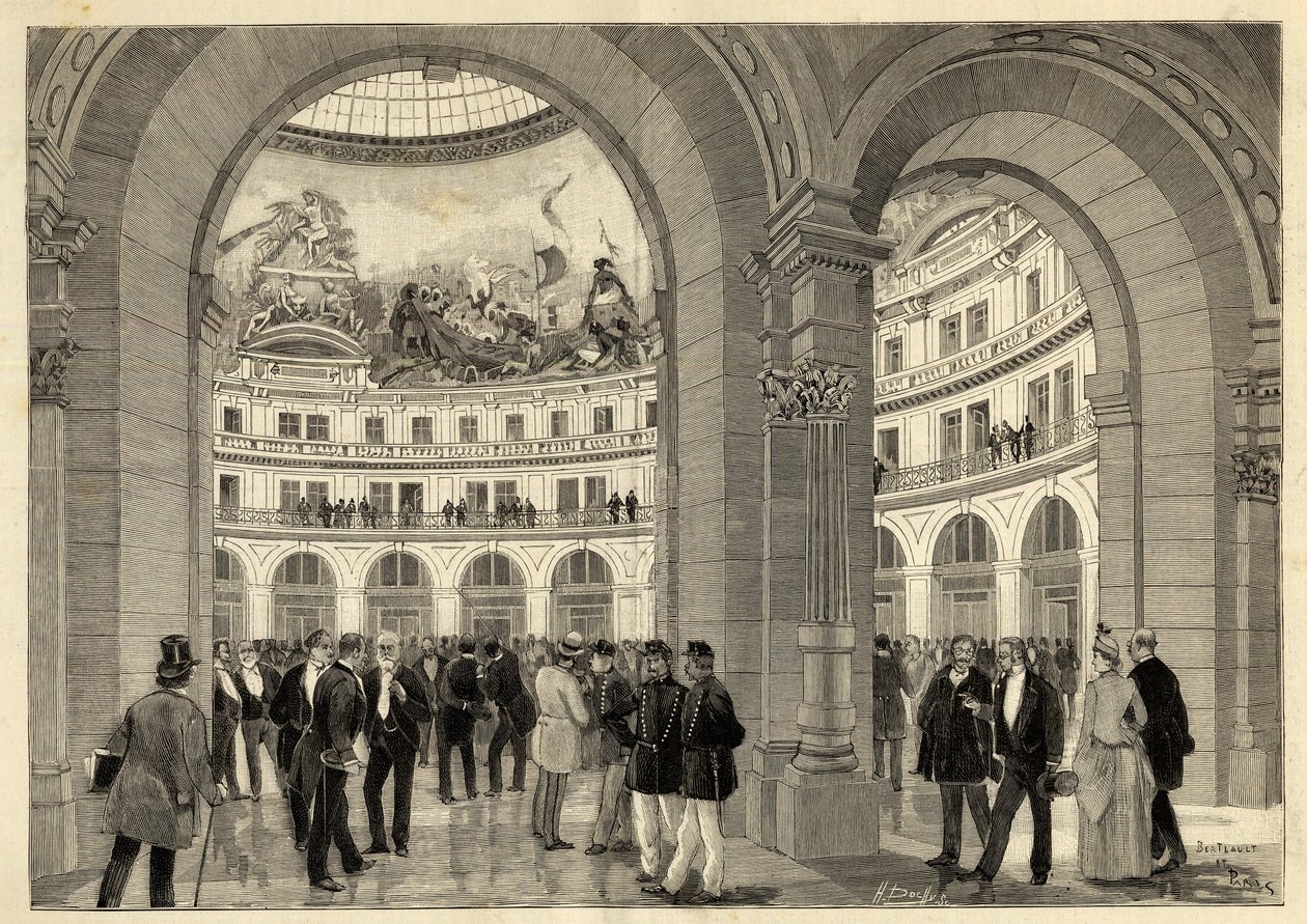 Bourse du Commerce - Paris (1:a arrondissement) - 1889 - gravyr från le Monde illustrious - 1889 av French School