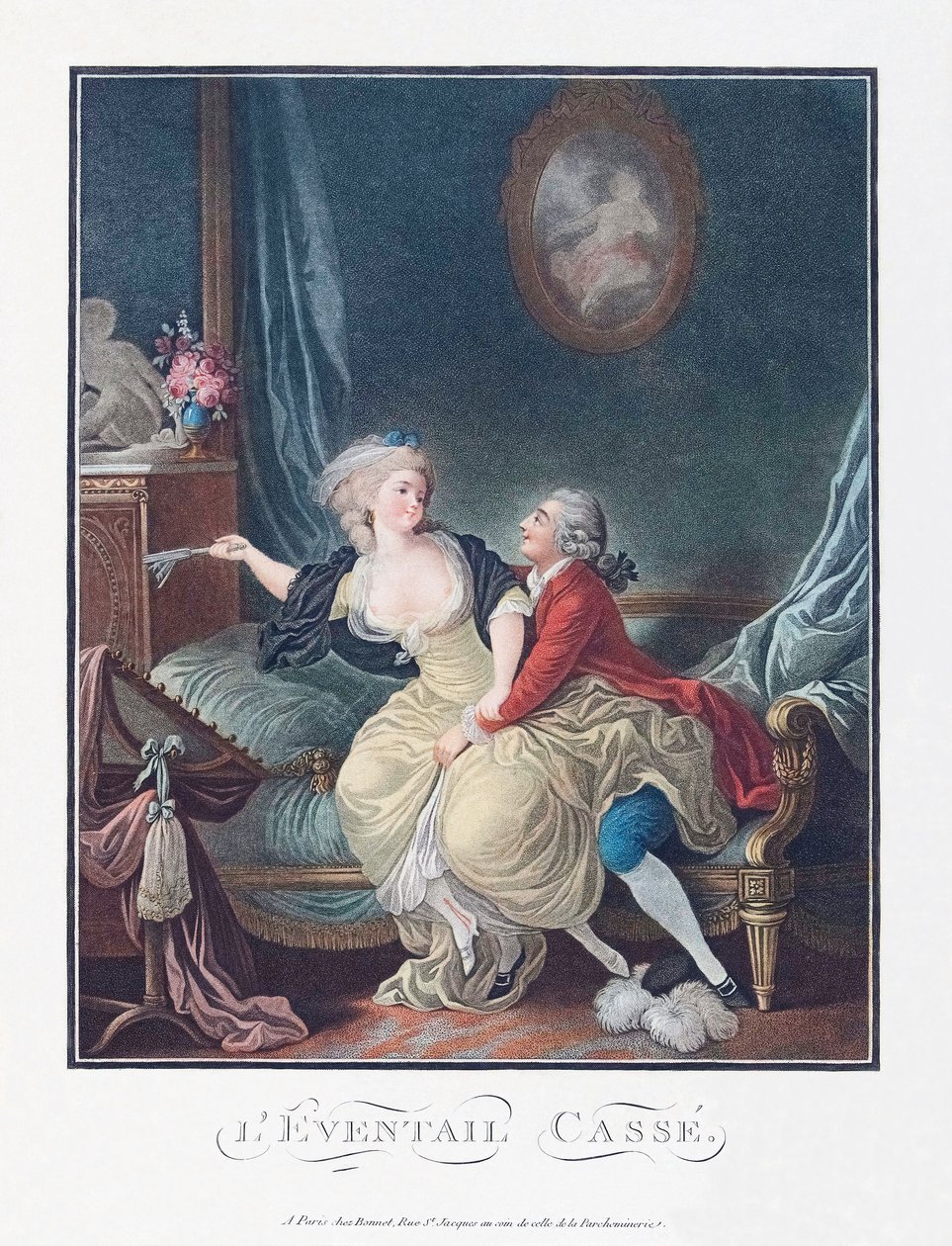 Den trasiga fläkten. Sexuell förförelse. 1700-talet. av French School
