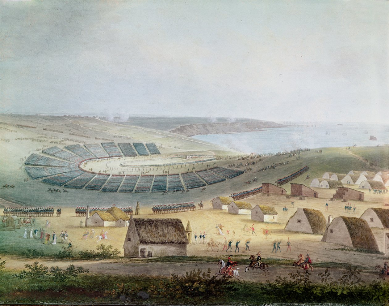 Lägret i Boulogne i juli 1804, 1809 (wc på papper) av French School