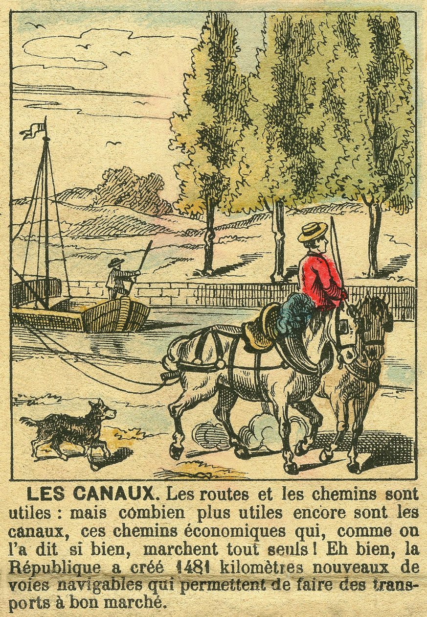 Kanalerna, som illustrerar den tredje republikens fördelar för kanalbyggen för landets ekonomi. Gravyr, i "" Le Figaro, tillägg"", den 30/03/1889, Paris. av French School