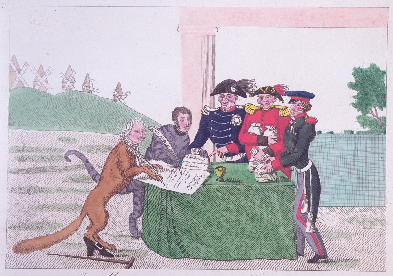 Kapitulationen, karikatyr av Charles Maurice de Talleyrand-Perigord (1754-1838) 30 mars 1814 av French School