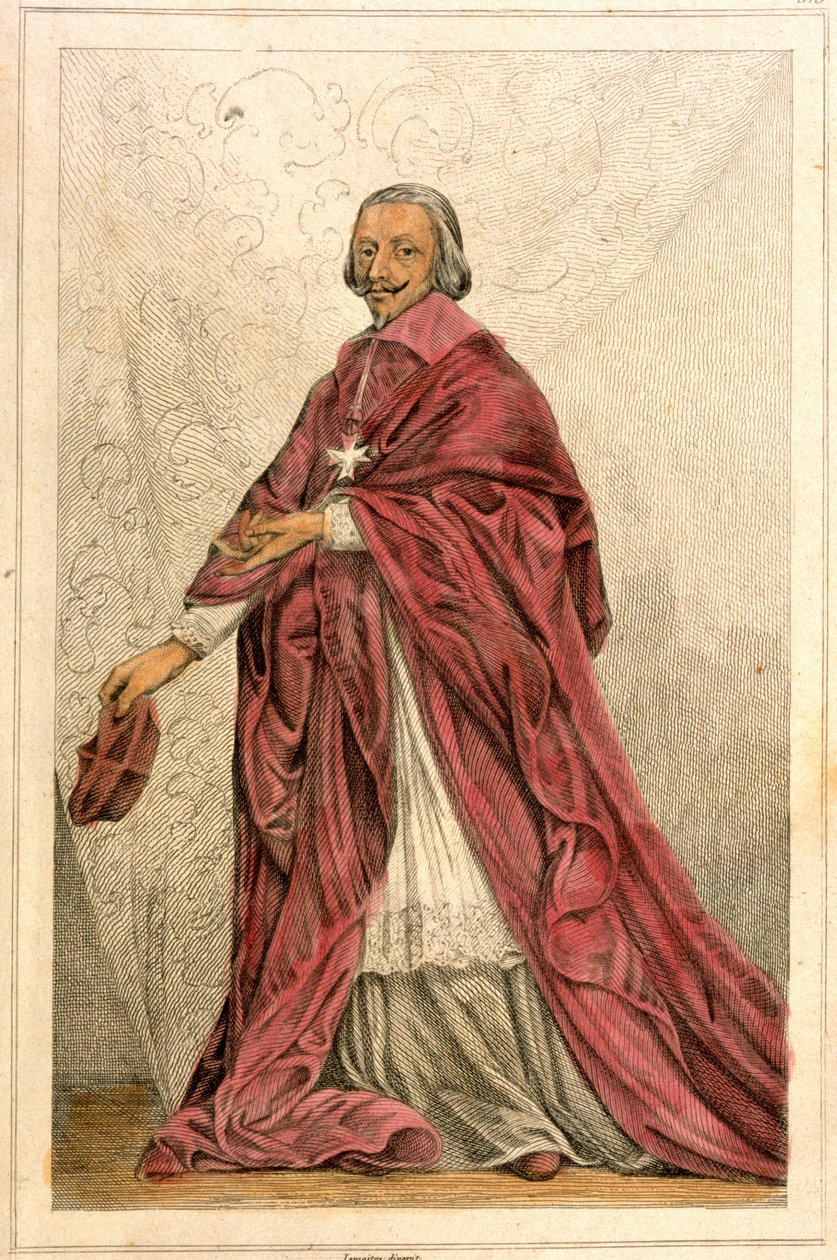 Kardinal av Richelieu (1585-1642) - Gravyr från 1800-talet. av French School