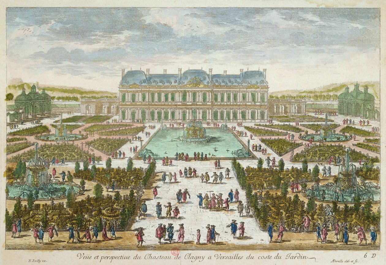 Slottet och trädgården i Clagny i Versailles av French School
