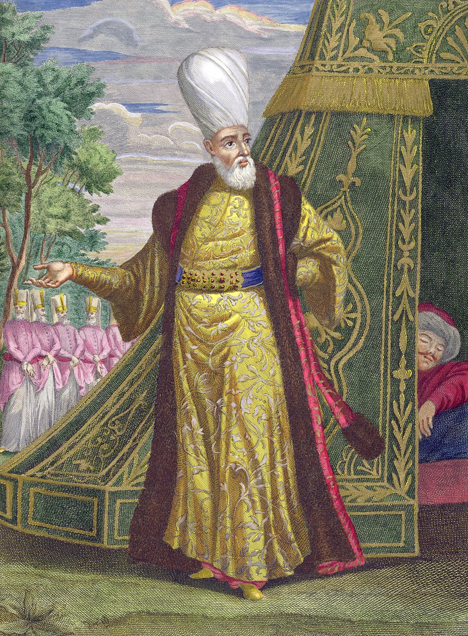 Chefsjanitsjaren, från Recueil destampes sur les Costumes du Levant, graverad av Gerard Jean Baptiste Scotin (1671-1716) 1707-08 av French School
