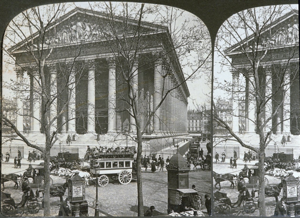 Kyrkan La Madeleine, Paris, stereoskopisk vy, c.1860-70 av French School