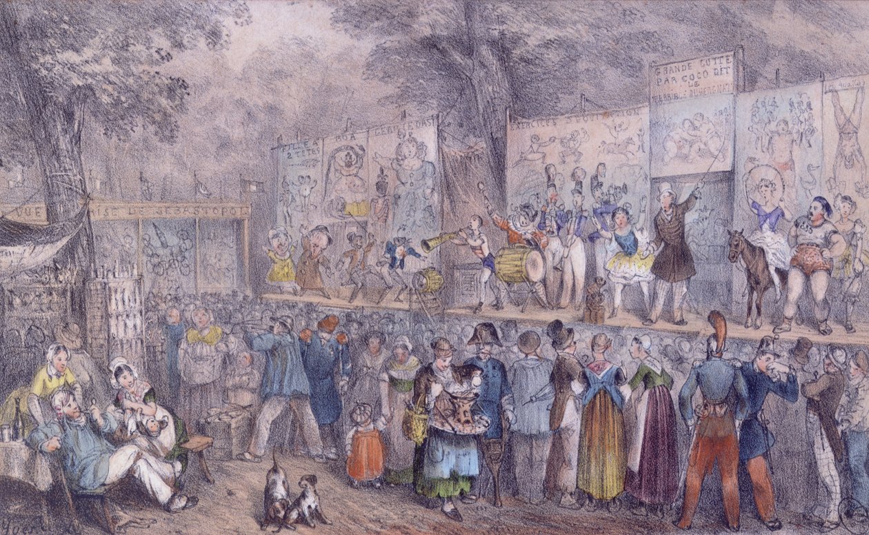 Cirkusparaden i Saint-Cloud, mitten av 1800-talet av French School