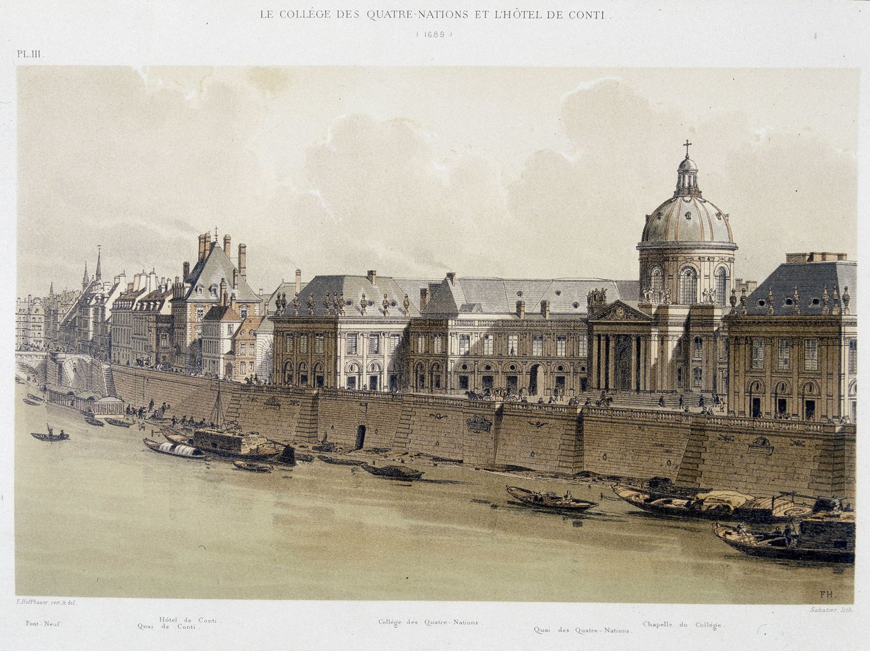 College of the Four Nations och Hotel Conti 1689 - i "Paris genom tiderna", sent 1800-tal av French School