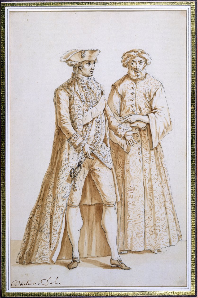 Comte de Saint-Priest, Frankrikes ambassadör till den sublima porten i Konstantinopel, 1768-84 med sin dragoman (tolk) (indisk bläck och tvätt på papper) av French School