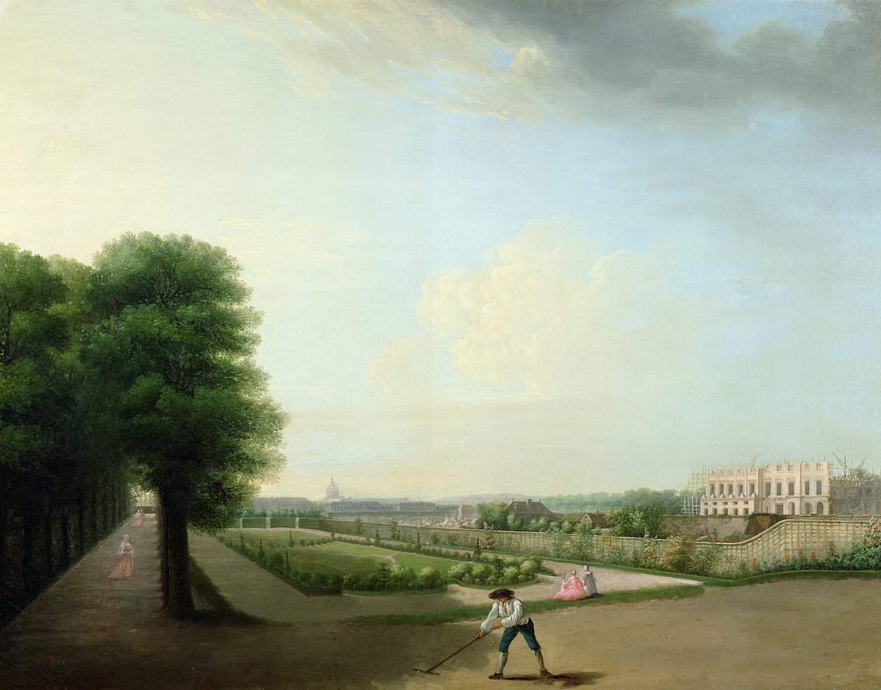 Konstruktionen af Place Louis XV fra Garden of the Hotel de Resnel, ca. 1760 swed av French School