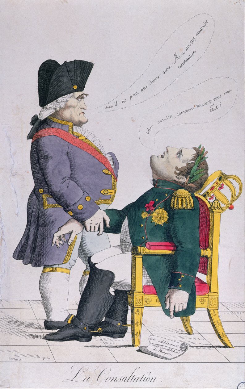 Konsultationen, karikatyr av Cambaceres (1753-1824) och Napoleon (1769-1821) c.1810-14 av French School
